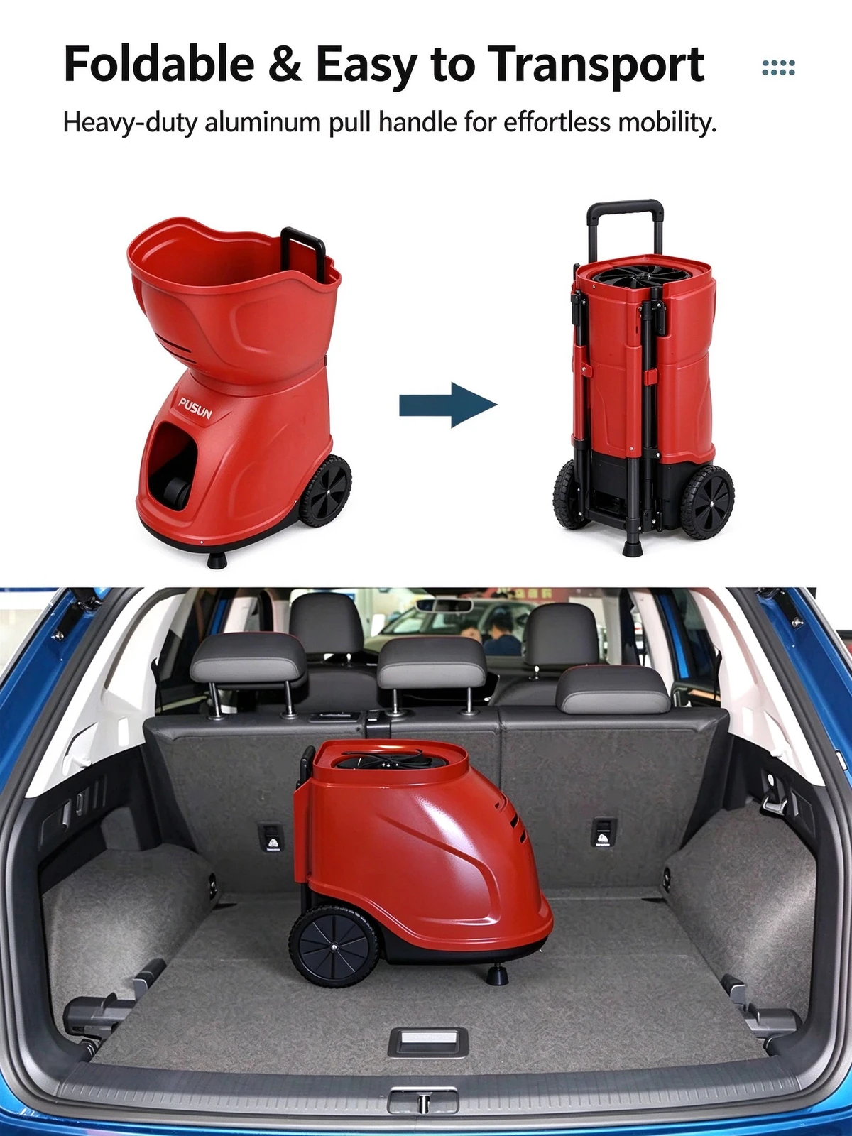PT9001 PRO — Folded machine and car transport photographs