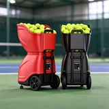 Rear views of red and black PUSUN PT9001 PRO machines on an indoor court
